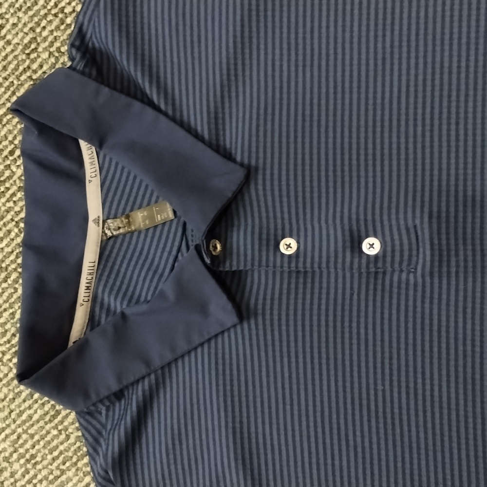 Adidas Climachill blue striped golf shirt sleeve shirt Sz 4XL